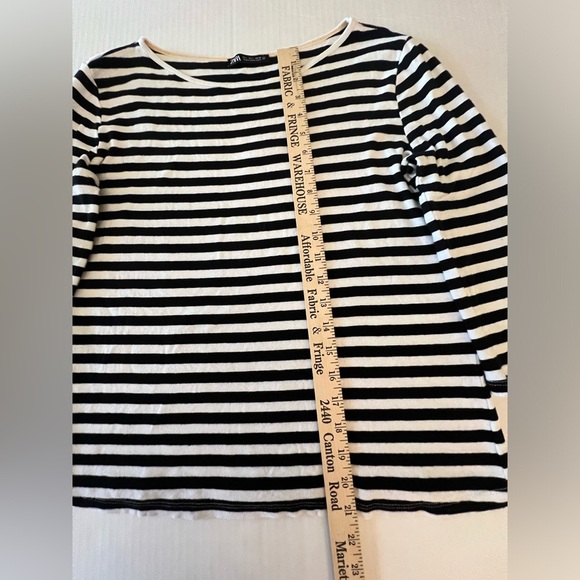 ZARA BLACK & WHITE 3/4 LENGTH SLEEVE TUNIC TOP. SIZE LARGE - Picture 4 of 7